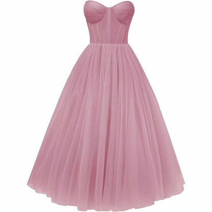 Tulle Prom Dresses Teens Ball Gown Corset Homecoming Dresses Tea Length Formal Cocktail Dress