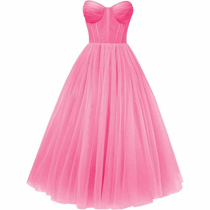 Tulle Prom Dresses Teens Ball Gown Corset Homecoming Dresses Tea Length Formal Cocktail Dress