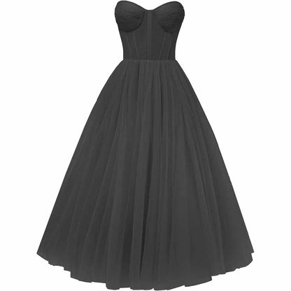 Tulle Prom Dresses Teens Ball Gown Corset Homecoming Dresses Tea Length Formal Cocktail Dress