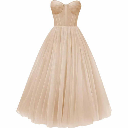 Tulle Prom Dresses Teens Ball Gown Corset Homecoming Dresses Tea Length Formal Cocktail Dress