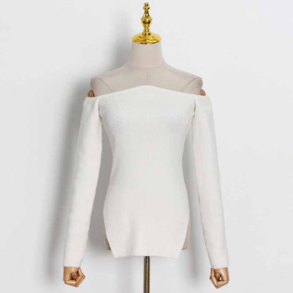 Off-Shoulder Long Sleeve Slim Fitted Tops