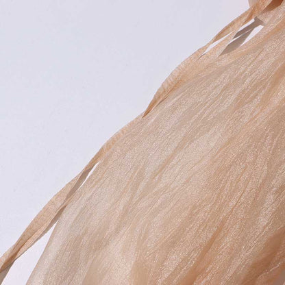 Long Ruffle Sleeves Lace-Up Tulle Shirt Formal Top