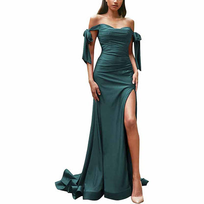 Off Shoulder Bridesmaid Dresses Mermaid Prom Dresses High Slit Formal Evening Gowns