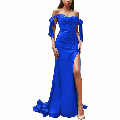 Off Shoulder Bridesmaid Dresses Mermaid Prom Dresses High Slit Formal Evening Gowns