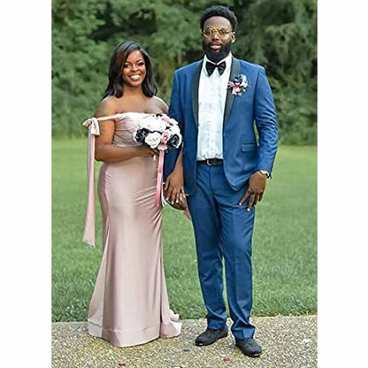 Off Shoulder Bridesmaid Dresses Mermaid Prom Dresses High Slit Formal Evening Gowns