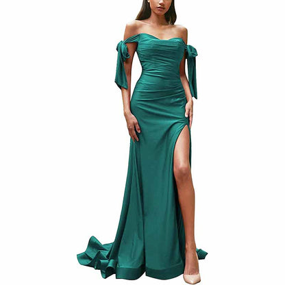 Off Shoulder Bridesmaid Dresses Mermaid Prom Dresses High Slit Formal Evening Gowns