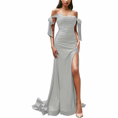 Off Shoulder Bridesmaid Dresses Mermaid Prom Dresses High Slit Formal Evening Gowns