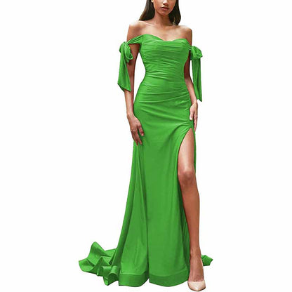 Off Shoulder Bridesmaid Dresses Mermaid Prom Dresses High Slit Formal Evening Gowns