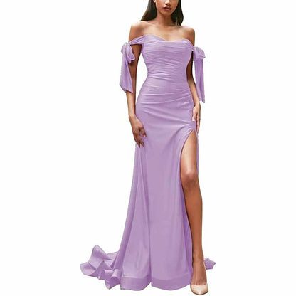 Off Shoulder Bridesmaid Dresses Mermaid Prom Dresses High Slit Formal Evening Gowns