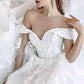 Lace Wedding Dress Ball Gown Off-The-Shoulder Court Train With Appliqued