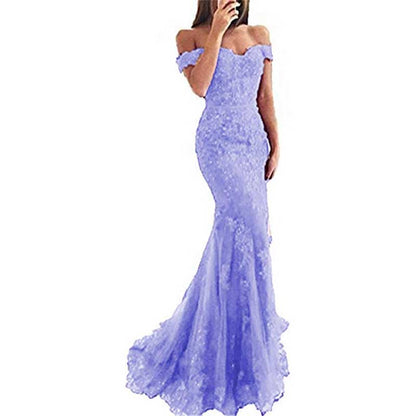 Women Mermaid Lace Bridesmaid Dress Long Evening Dress Wedding Prom Gowns