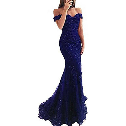 Women Mermaid Lace Bridesmaid Dress Long Evening Dress Wedding Prom Gowns