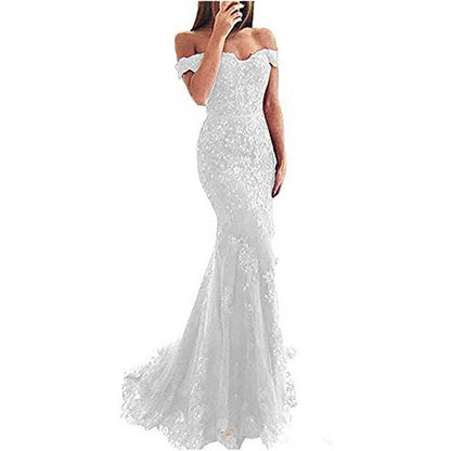 Women Mermaid Lace Bridesmaid Dress Long Evening Dress Wedding Prom Gowns