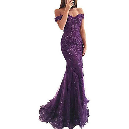 Women Mermaid Lace Bridesmaid Dress Long Evening Dress Wedding Prom Gowns
