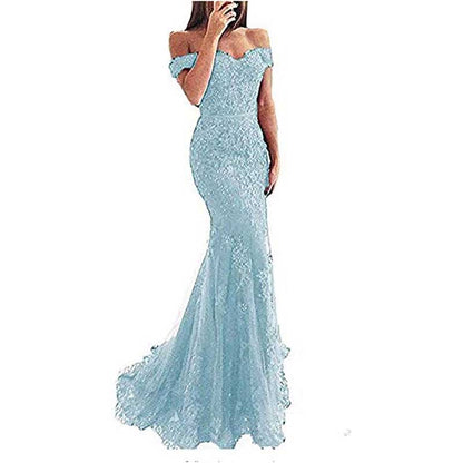 Women Mermaid Lace Bridesmaid Dress Long Evening Dress Wedding Prom Gowns