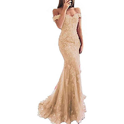 Women Mermaid Lace Bridesmaid Dress Long Evening Dress Wedding Prom Gowns