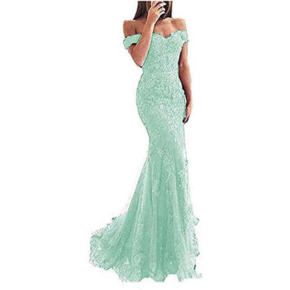 Women Mermaid Lace Bridesmaid Dress Long Evening Dress Wedding Prom Gowns