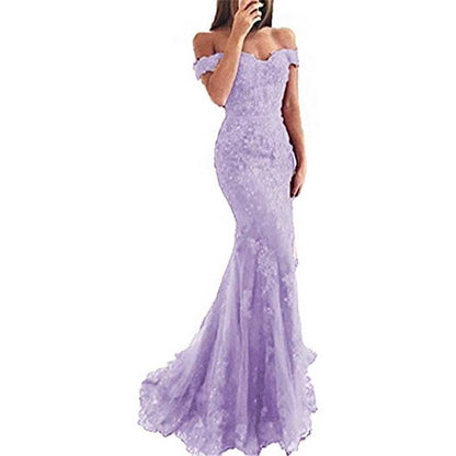Women Mermaid Lace Bridesmaid Dress Long Evening Dress Wedding Prom Gowns