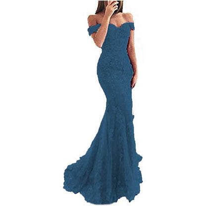 Women Mermaid Lace Bridesmaid Dress Long Evening Dress Wedding Prom Gowns