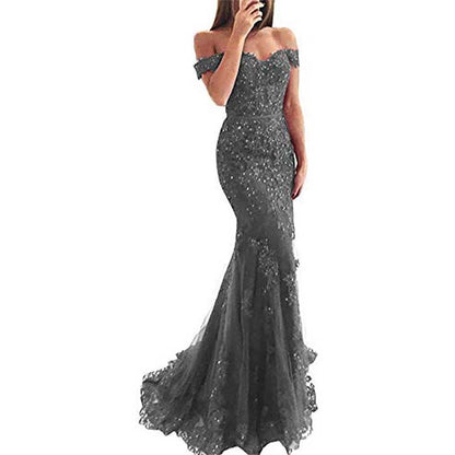 Women Mermaid Lace Bridesmaid Dress Long Evening Dress Wedding Prom Gowns