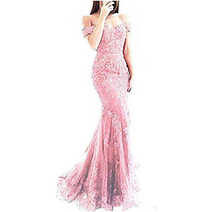 Women Mermaid Lace Bridesmaid Dress Long Evening Dress Wedding Prom Gowns