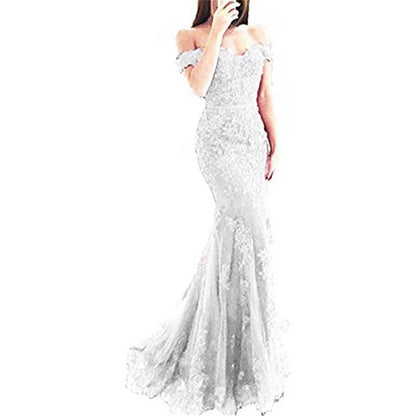 Women Mermaid Lace Bridesmaid Dress Long Evening Dress Wedding Prom Gowns