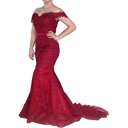Women Mermaid Lace Bridesmaid Dress Long Evening Dress Wedding Prom Gowns