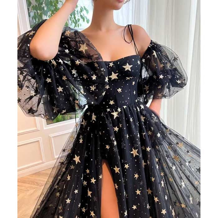 Garden Prom Dress Tulle Glitter Starry Slit Long Spaghetti Straps Birt SD Dresscode & Fashiontrends Garden Prom Dress Tulle Glitter Starry Slit Long Spaghetti Straps Birt SD Dresscode & Fashiontrends