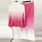 Women Luxury Gradient Ombre Blazer + Mid-High Rise Flare Trousers Suit Pants Suit