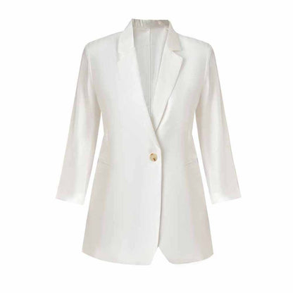 Women Single-Breasted Blazer Solid Color Fashion Blazer Jacket