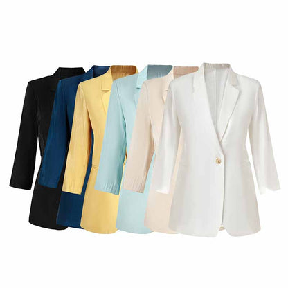 Women Single-Breasted Blazer Solid Color Fashion Blazer Jacket