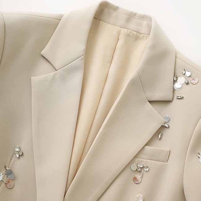 One Button Beaded Pantsuit – Women's Business Suit for Office & Evening