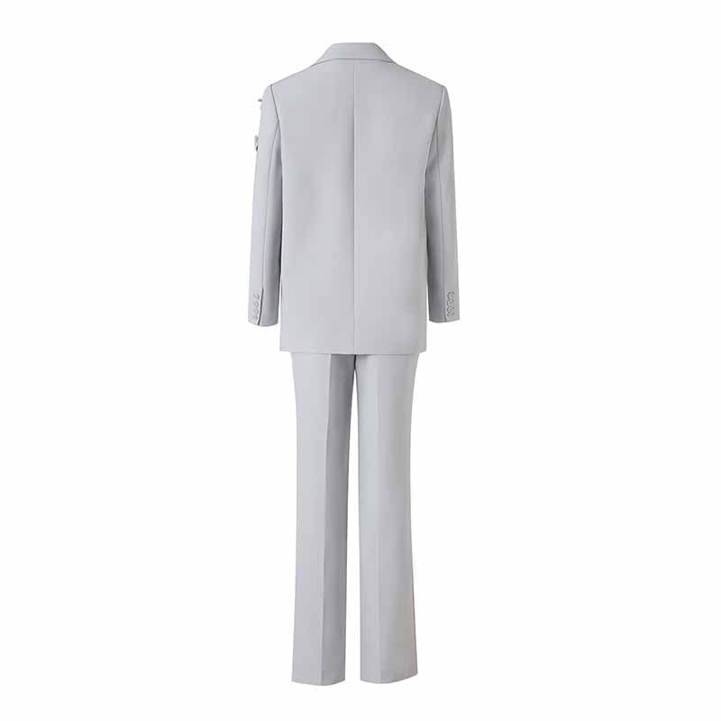 One Button Beaded Pantsuit – Women's Business Suit for Office & Evening