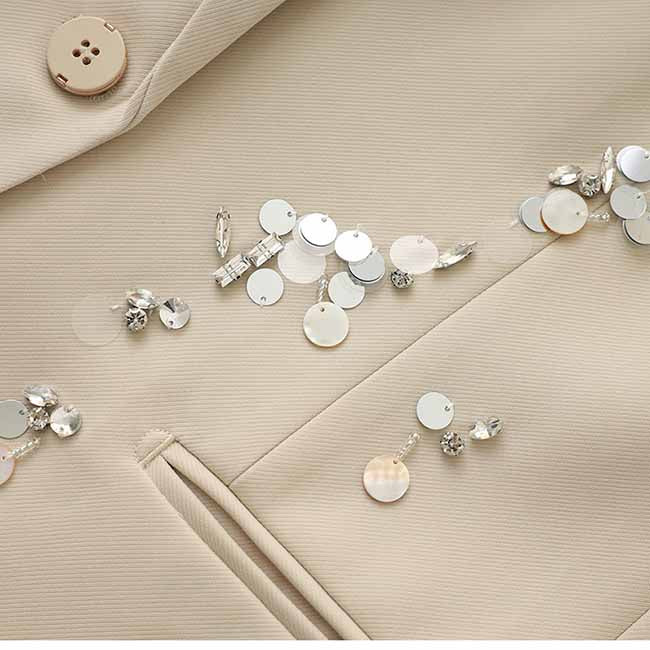 One Button Beaded Pantsuit – Women's Business Suit for Office & Evening