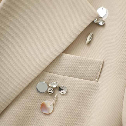 One Button Beaded Pantsuit – Women's Business Suit for Office & Evening