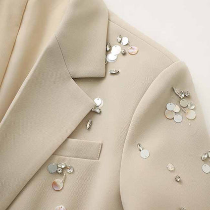 One Button Beaded Pantsuit – Women's Business Suit for Office & Evening