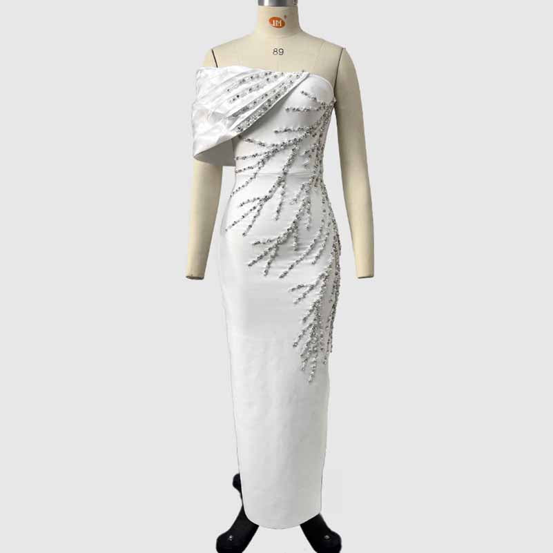 Sexy One Shoulder Bodycon Dress with Beads – Formal Evening Wear