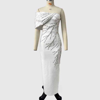 Sexy One Shoulder Bodycon Dress with Beads – Formal Evening Wear