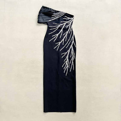 Sexy One Shoulder Bodycon Dress with Beads – Formal Evening Wear