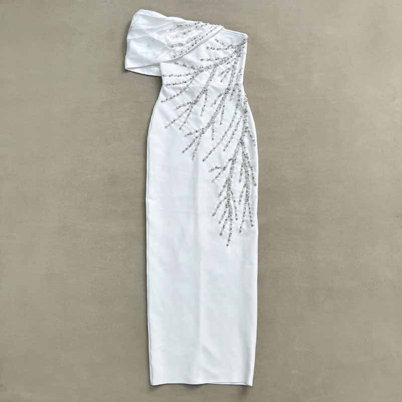 Sexy One Shoulder Bodycon Dress with Beads – Formal Evening Wear