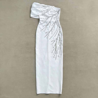 Sexy One Shoulder Bodycon Dress with Beads – Formal Evening Wear