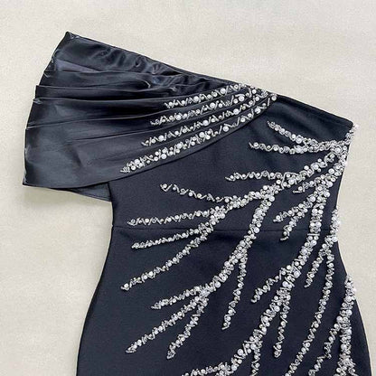 Sexy One Shoulder Bodycon Dress with Beads – Formal Evening Wear