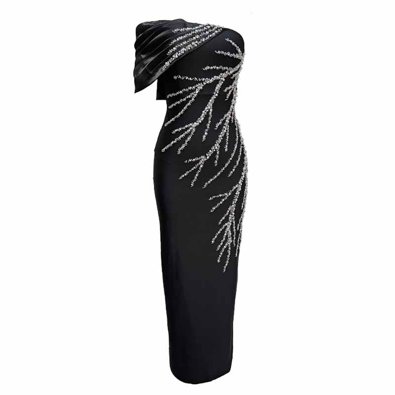 Sexy One Shoulder Bodycon Dress with Beads – Formal Evening Wear