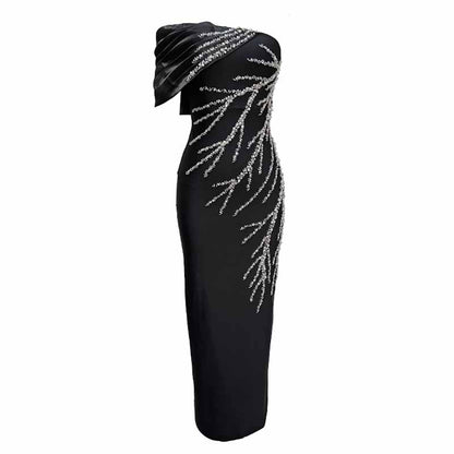 Sexy One Shoulder Bodycon Dress with Beads – Formal Evening Wear