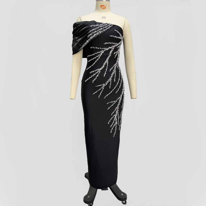 Sexy One Shoulder Bodycon Dress with Beads – Formal Evening Wear