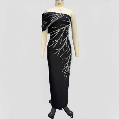Sexy One Shoulder Bodycon Dress with Beads – Formal Evening Wear
