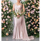 One Shoulder Satin Bridesmaid Dresses Long Mermaid Prom Dresses Ruched Formal Evening Gowns