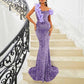 One Shoulder Sequin Mermaid Dress Elegant Prom Gown