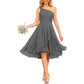 One Shoulder Junior Bridesmaid Dresses for Women Chiffon Wedding Guest Dress