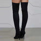 Womens Open Toe Over Knee Boots High Heeled Elastic Boots